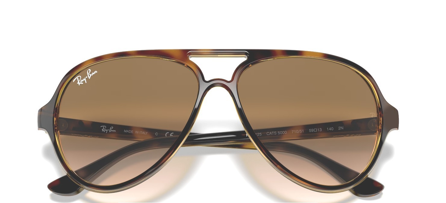 Ray-Ban Cats 5000 Sunglasses RB 4125 710/51 Light Havana Brown Glass Lens w/case