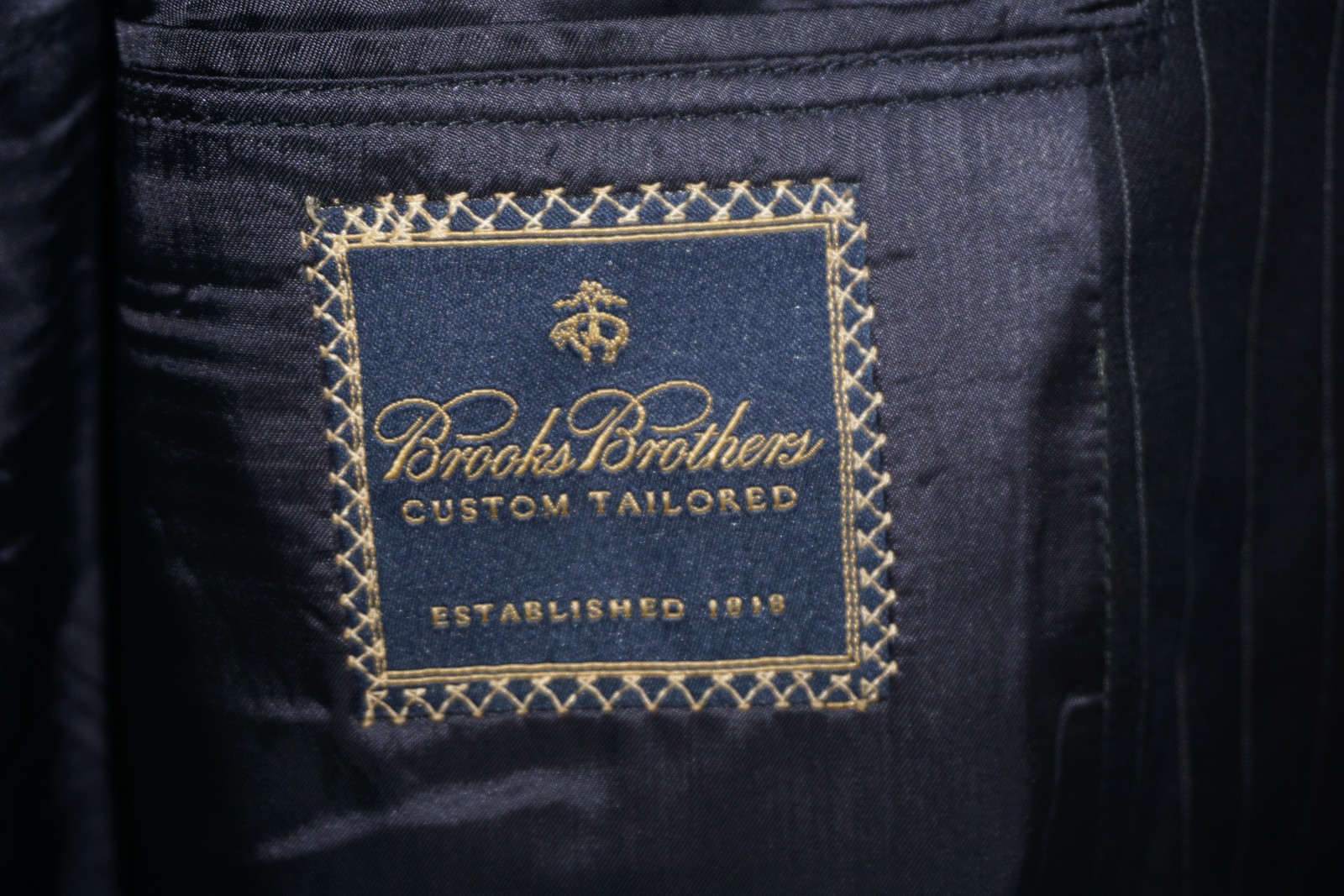 Brooks Brothers Custom Tailored 2-Piece Suit Blue Pinstripe Wool 50R 45×28 USA