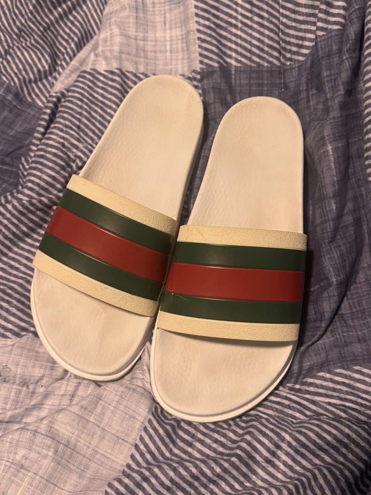 Gucci Web Slides Size US 12 (White/Red/Green)