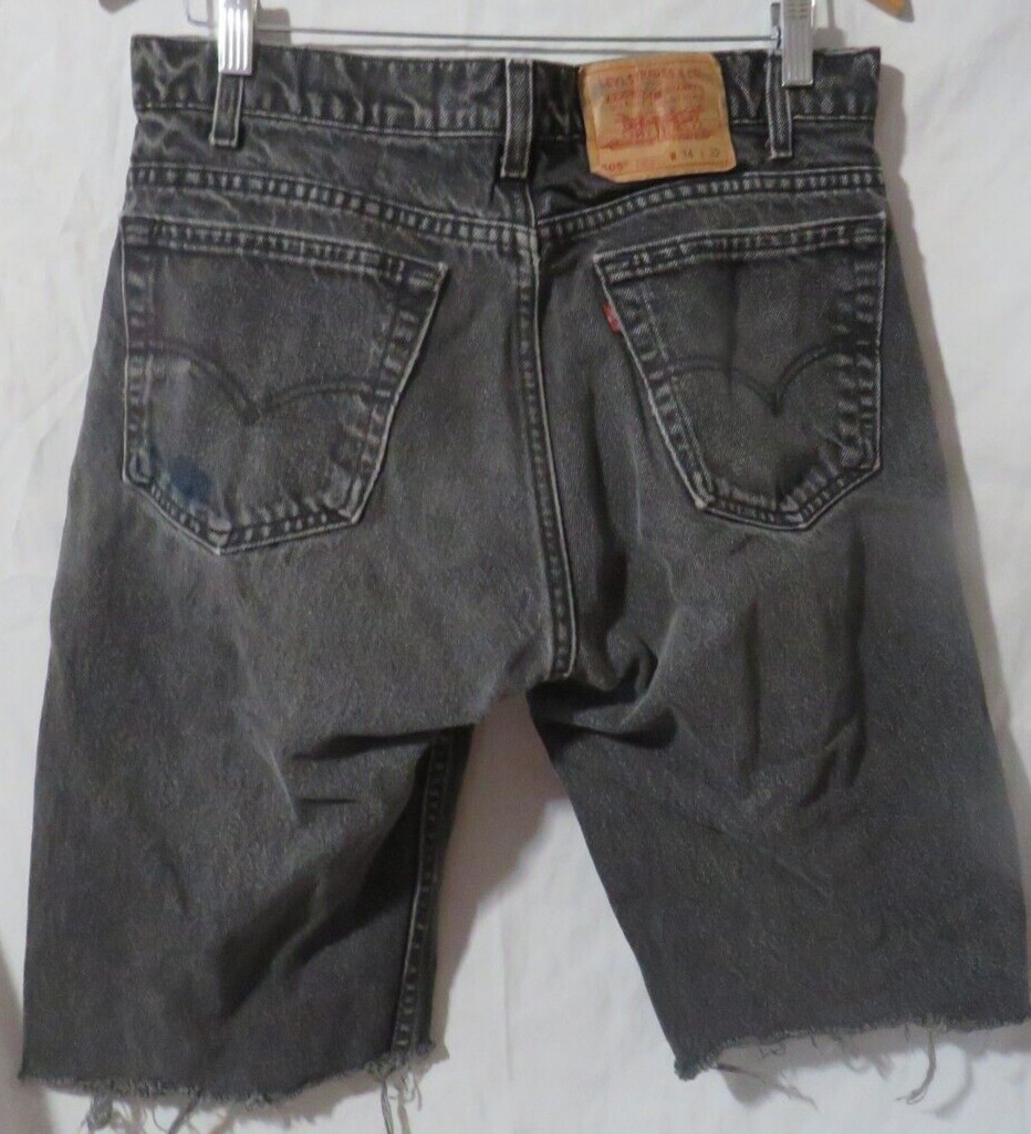 Vintage Levi’s 505 Black Jeans Custom Shorts Tag 34×32 Levis Inseam 11.5in