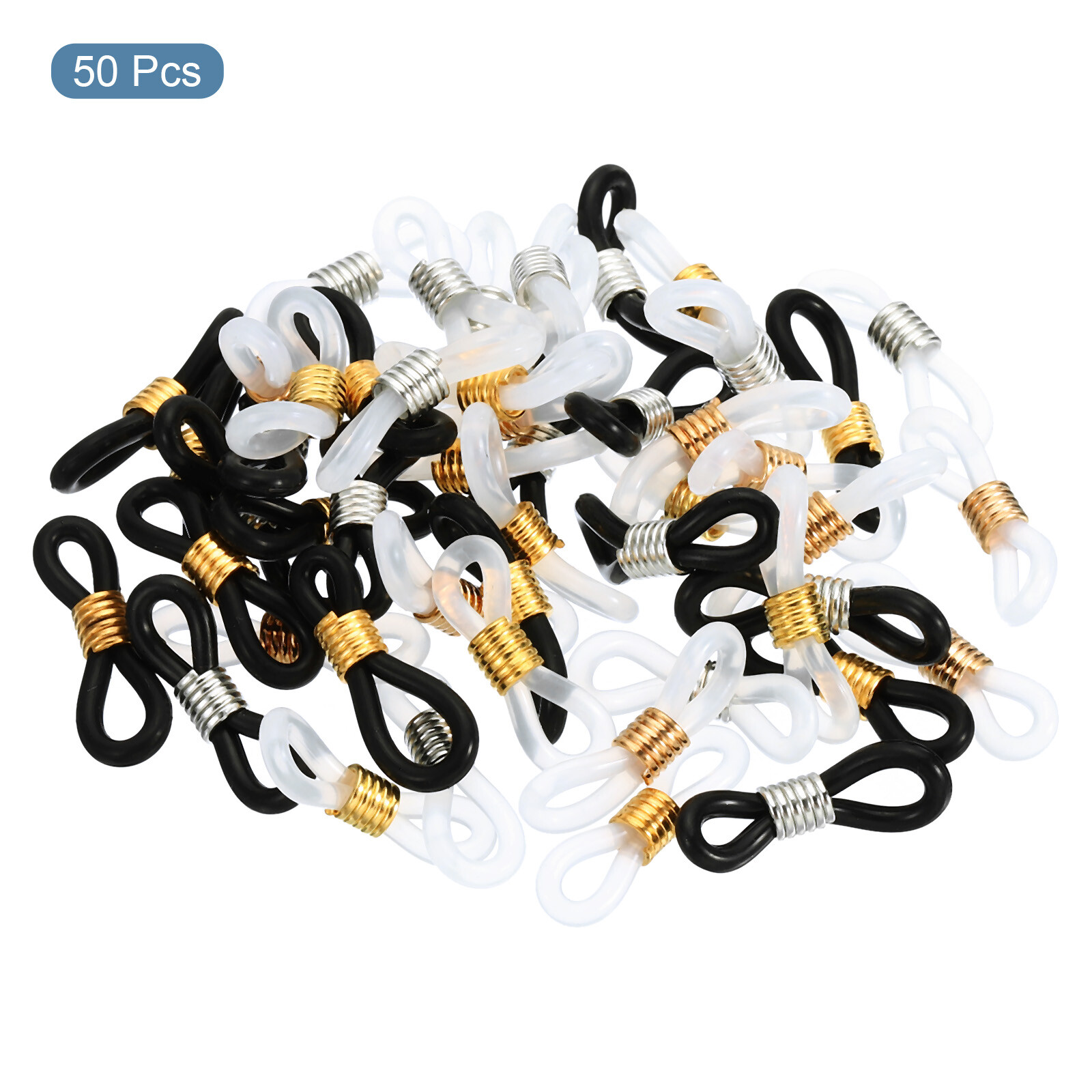 50pcs Eyeglass Chain Connector Silicone Strap Holder Chain End Loop Multi-color
