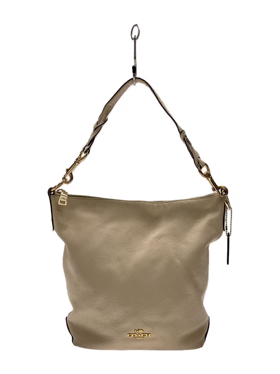 COACH Coach Shoulder Bag Leather CRM Plain F31507