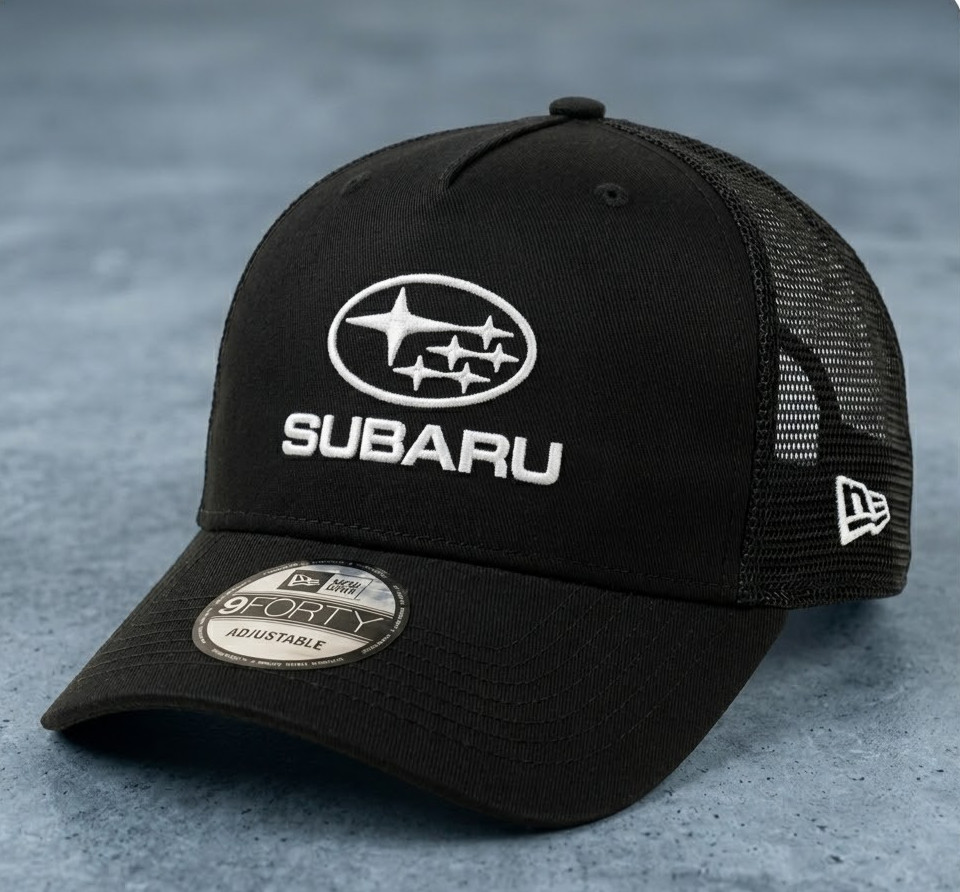Subaru Logo 2D Embroidered Trucker Hat Black Mesh JDM Racing Cap