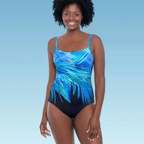 New! Slimming Tummy Control 1pc Scoop-Neck Swimsuit ~ RETAILS $70