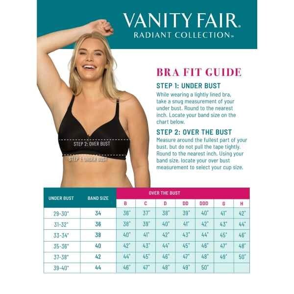 Vanity Fair Radiant Collection Women’s 2-Ply Back Smoothing Underwire Bra 38DDD