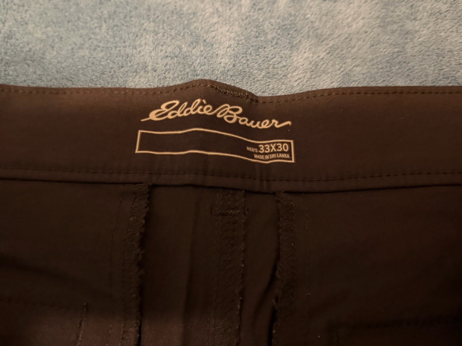 EDDIE BAUER HORIZON GUIDE CHINO PERFORMANCE PANTS BLACK MEN 33×30 BAD FLY ZIPPER