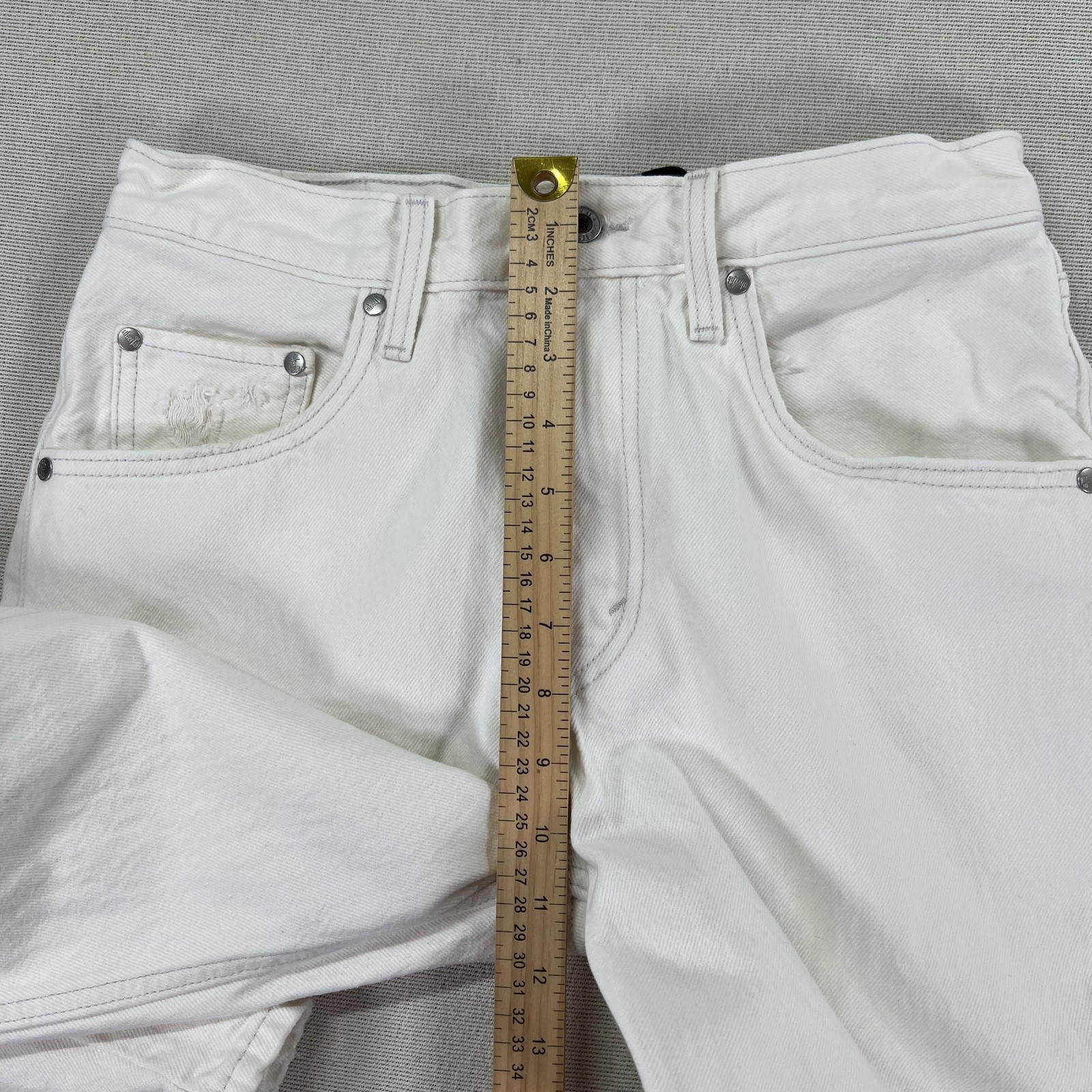 Levi’s SilverTab 94 Baggy Jeans Womens 28×30 White High Rise Straight Distressed