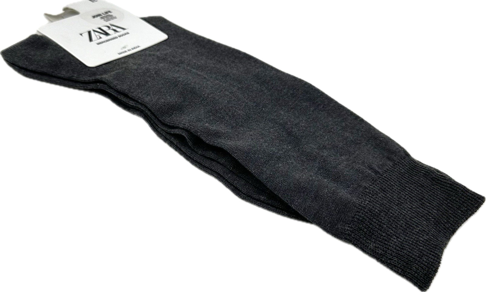 Zara Adult Grey Organic Cotton Crew Jacquard Formal Dress Socks Sz L 10-13