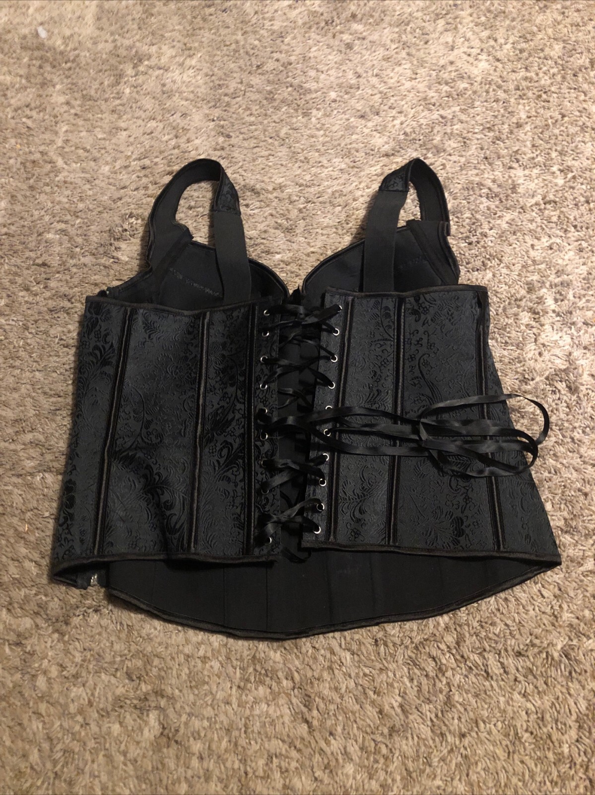 Nice Used Black Lace up and Zipper Lady’s Corset 5X Beautiful Design