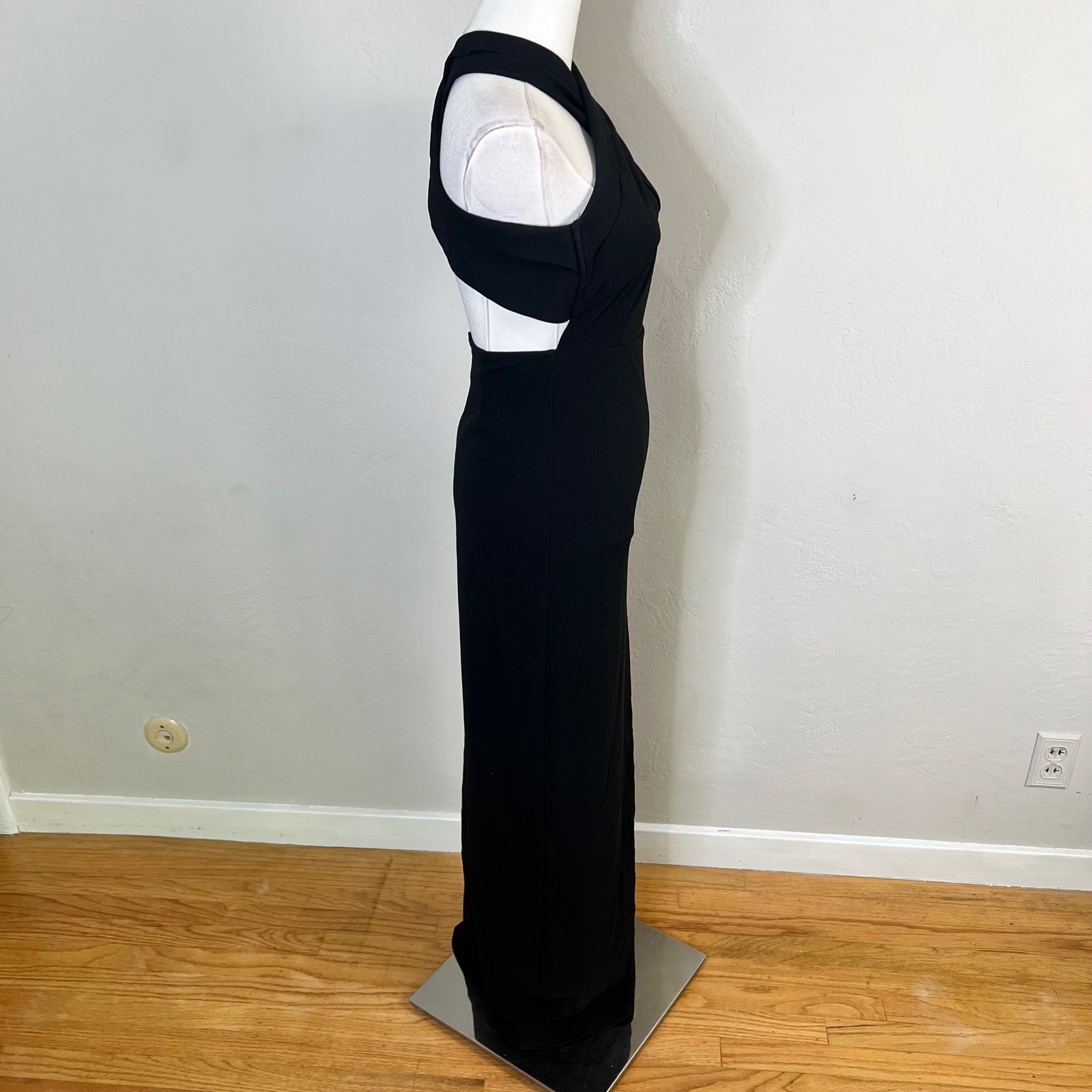 Lulus Black Crisscross Halter Neck Cutout Back Maxi Dress High Slit XS