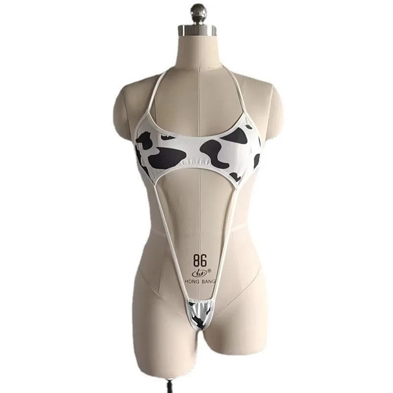 Sexy Anime Cow Print Bikini Swimsuit Cute Cosplay Lingerie Baby Doll for Women