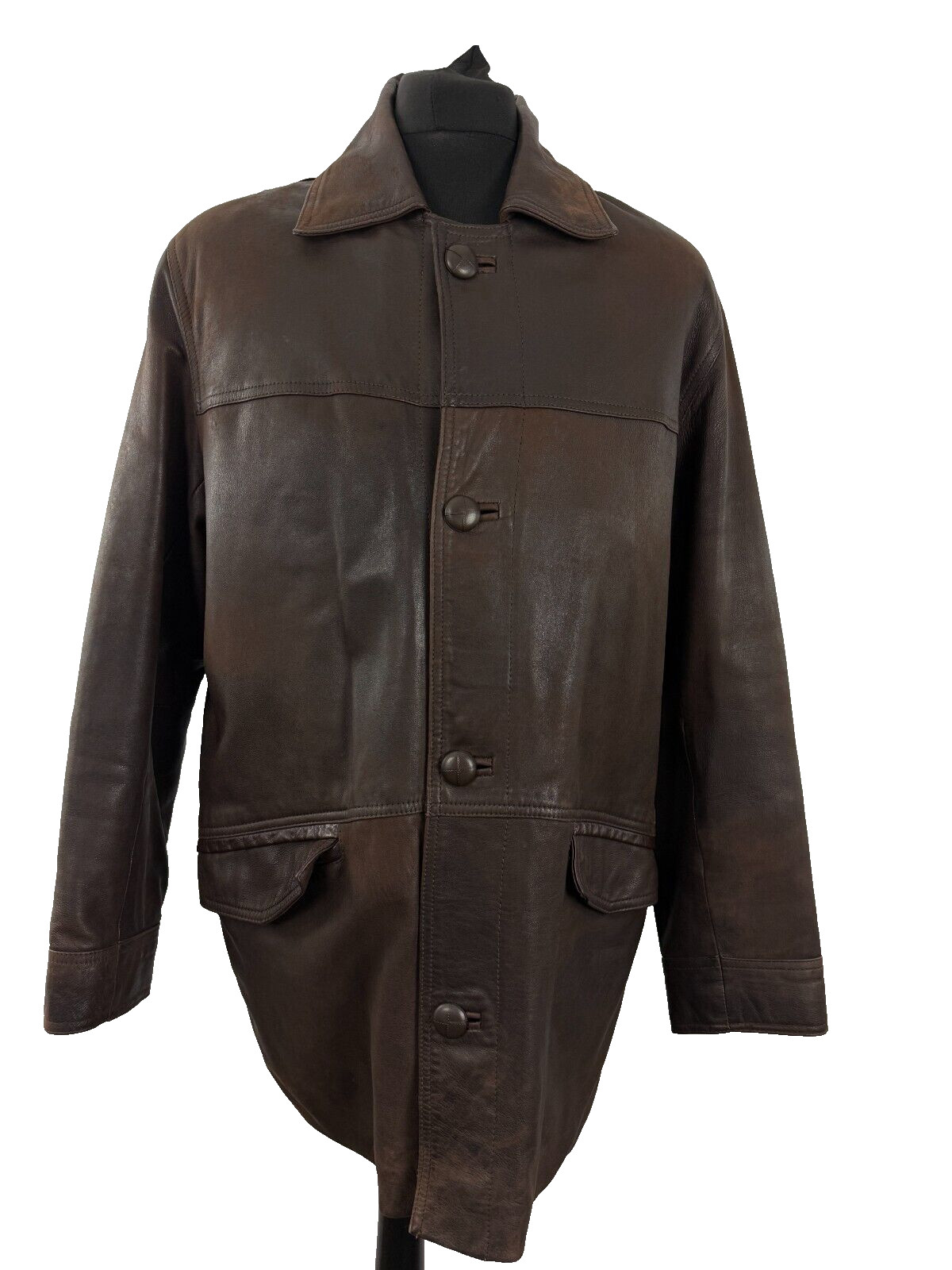 mens Club L London Sheepskin Leather jacket Medium M 38-40 in in Brown vtg 1980s