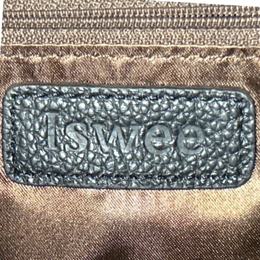 Iswee Leather Hobo Handbag Black Textured Silver Hardware 13″ Long 6.75″ Tall