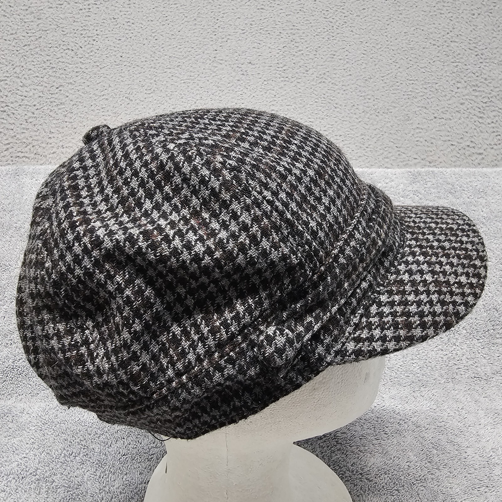 Pistil Cadet Hat Billed Newsboy Cap Wool Blend Gray Hounds tooth O/S