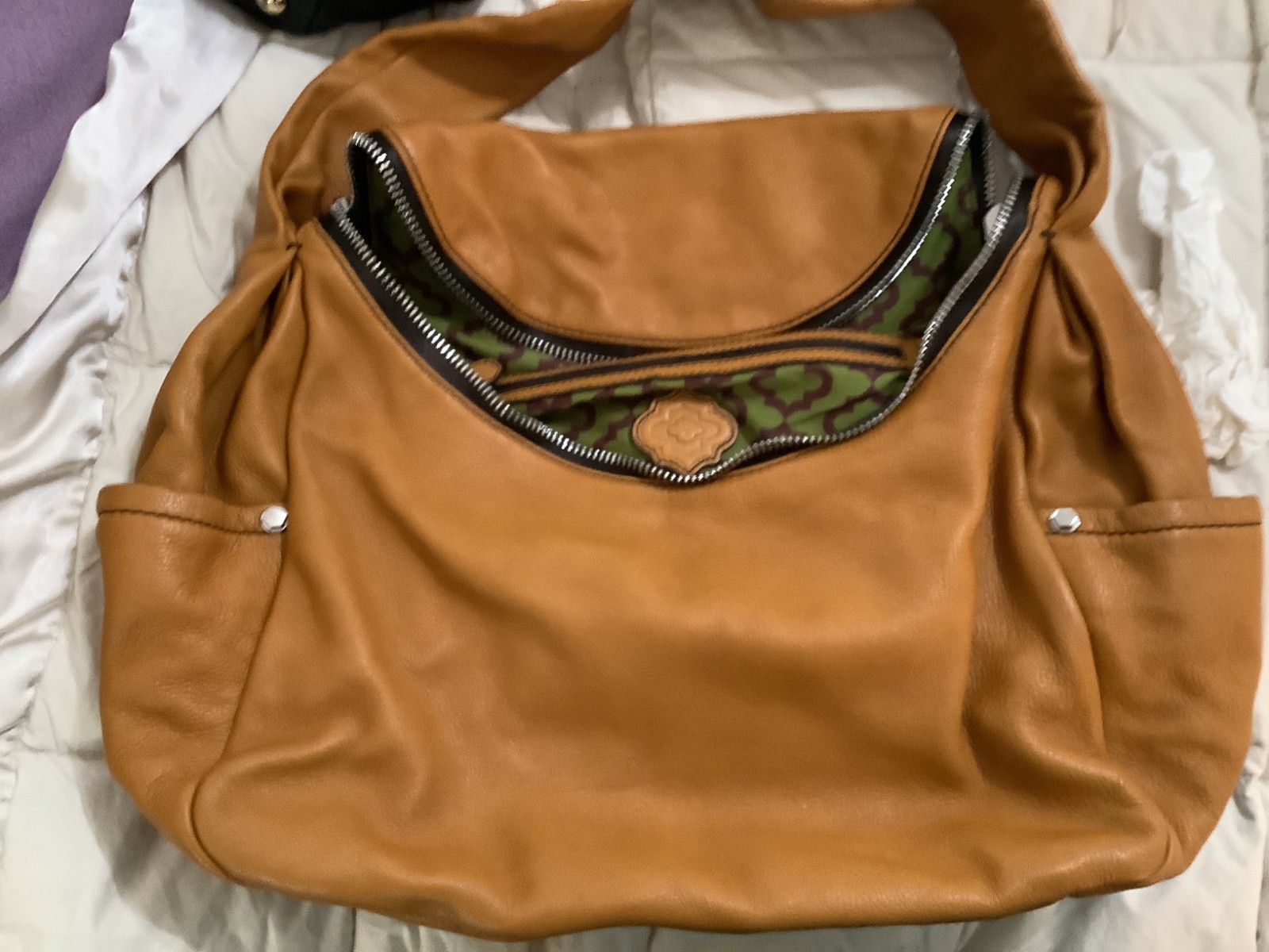 OrYany Leather Tote Bag Tan Beige Pebble Leath