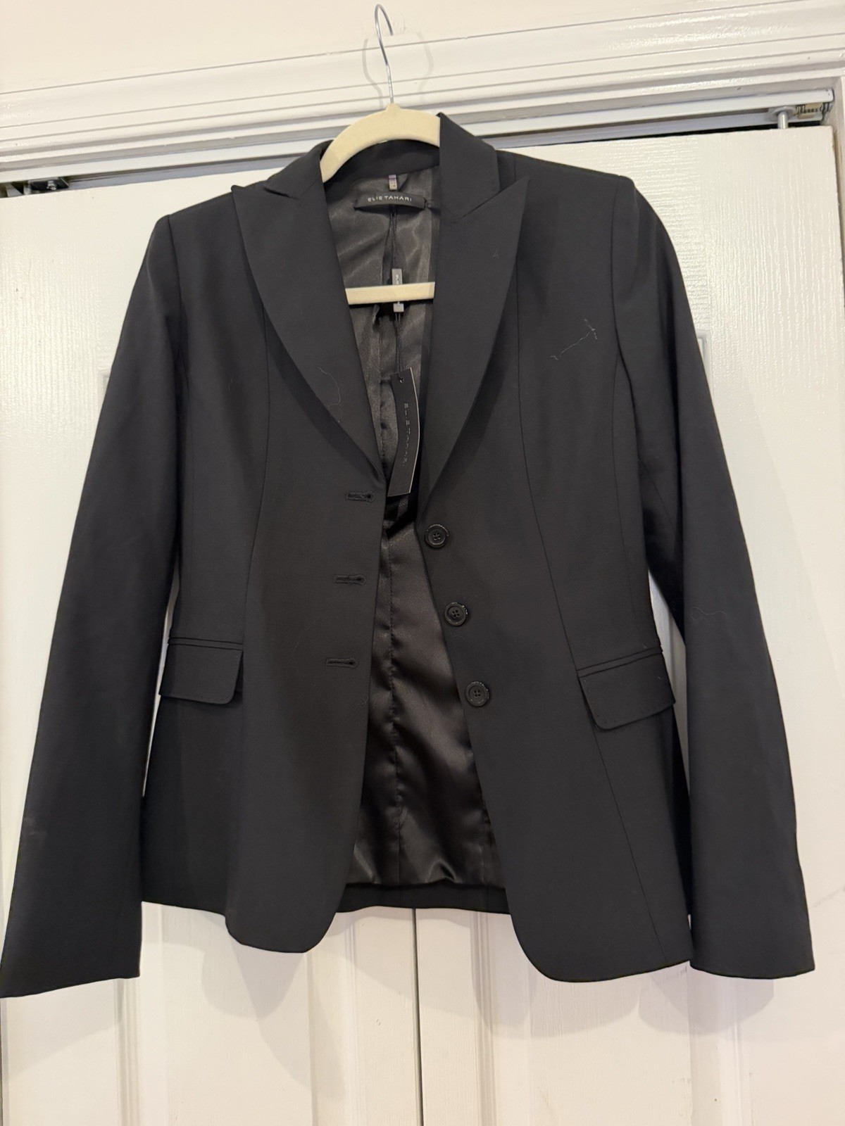 Elie Tahari Black Wool 3 button Montana Jacket sz 0 $398 NWT