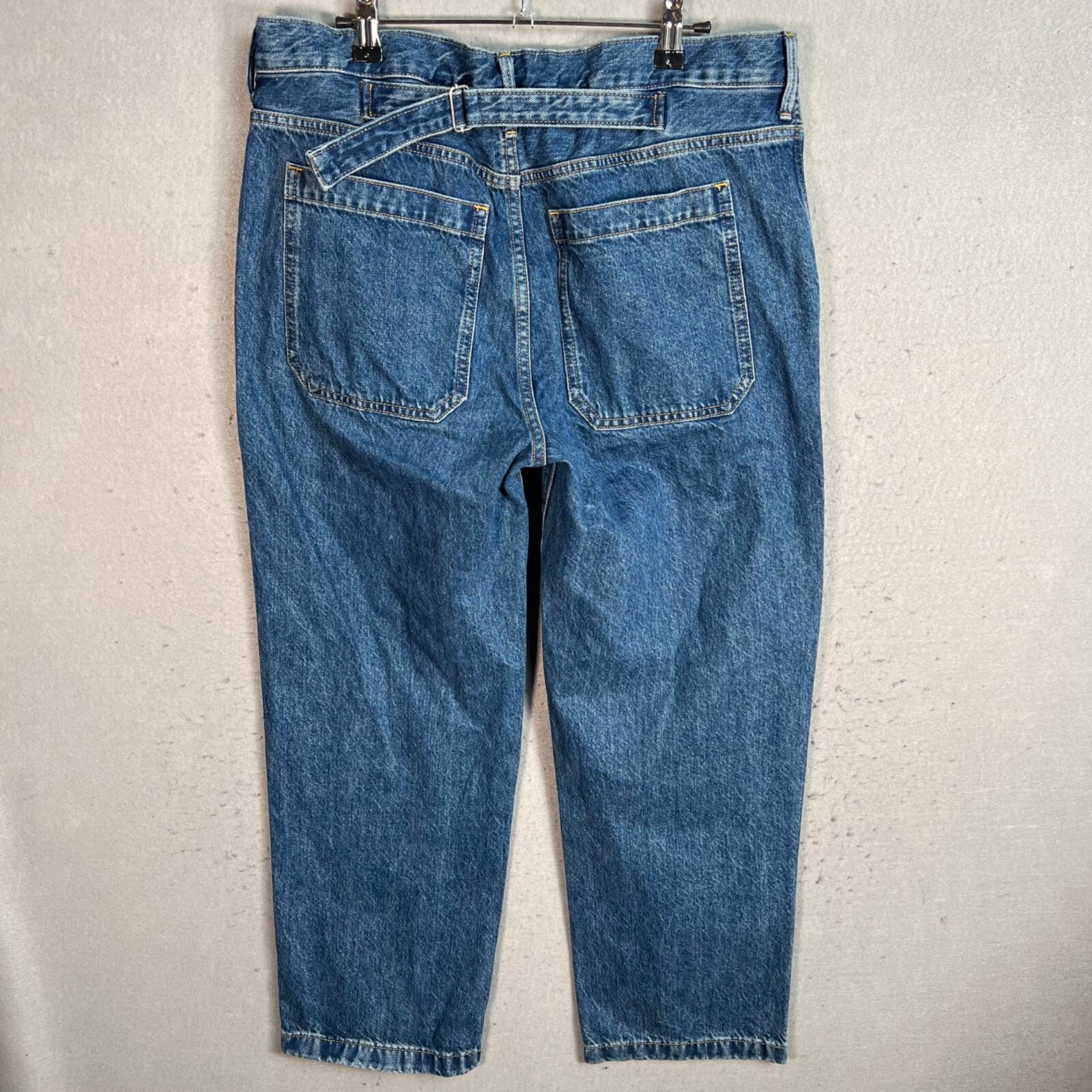 Everlane Buckle Back Womens 32 x 27 High-Waisted Straight Leg Blue Denim Jeans