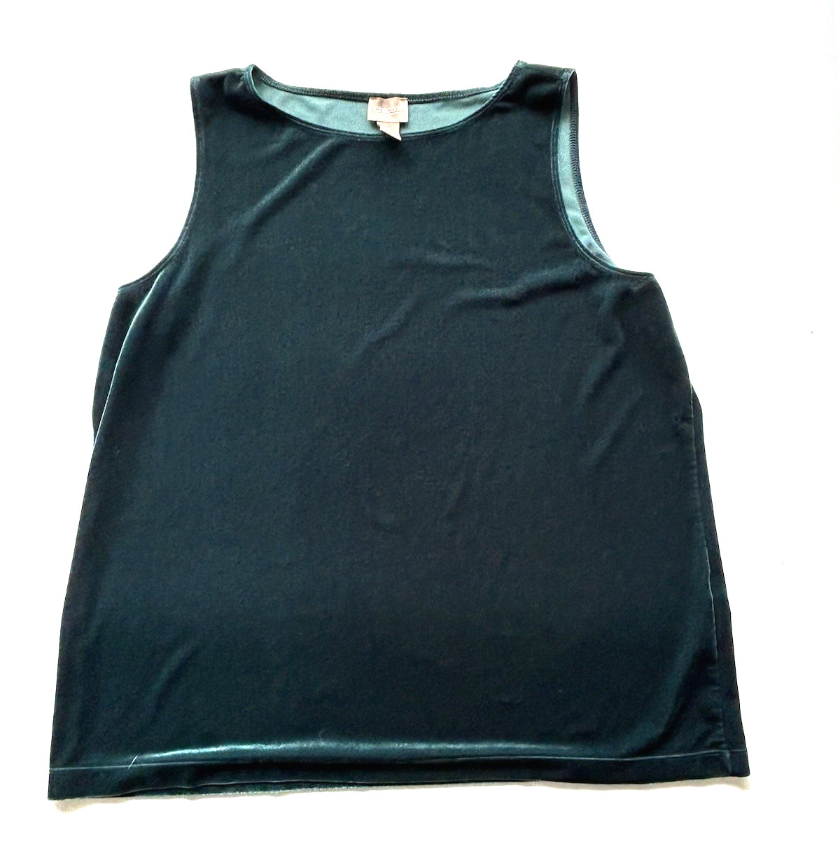 CHICOS 3 Cami Tank Size 16 Green Velvet Velour Sleeveless Top