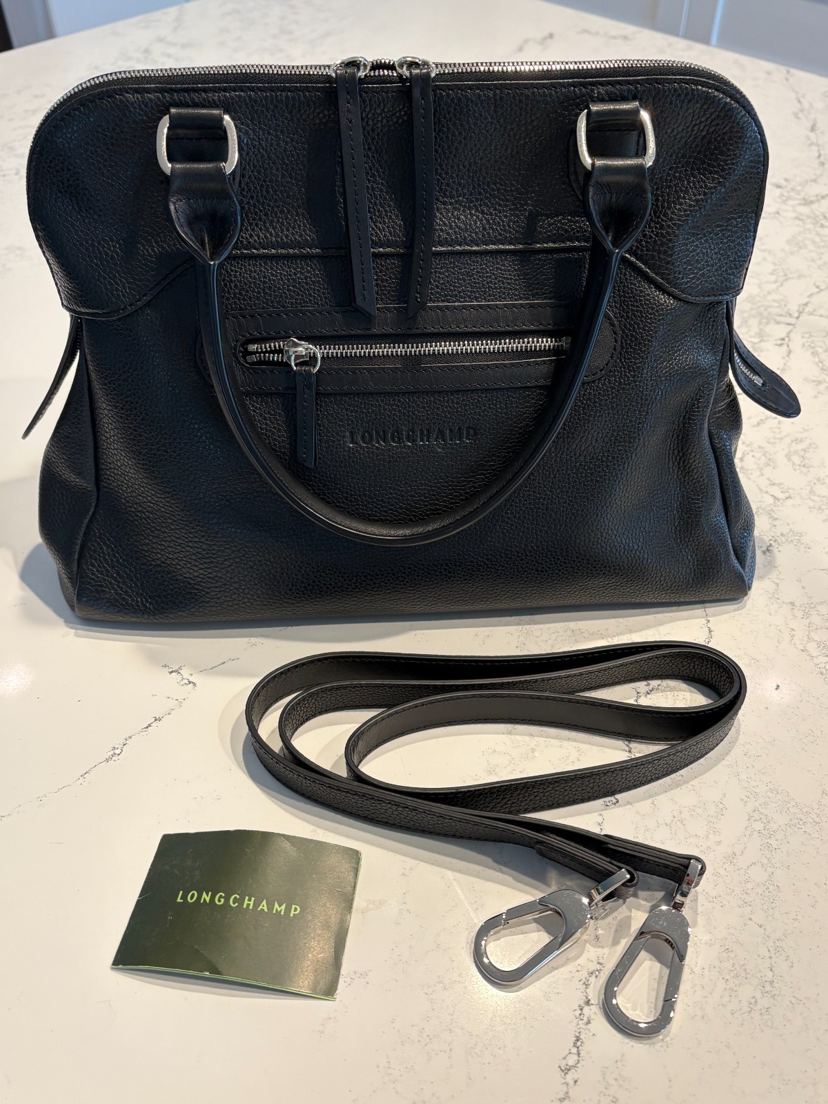Longchamp Black Leather Handbag NWOT