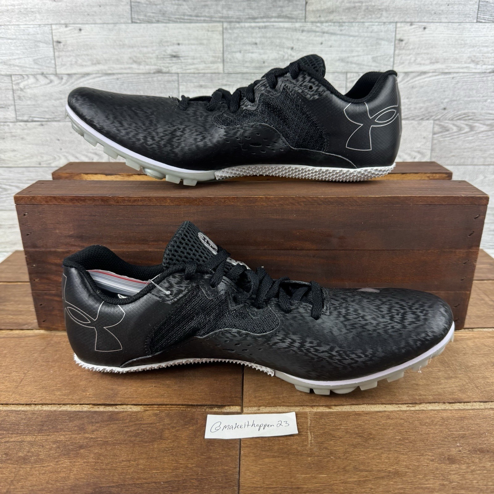 Under Armour U Kick Sprint 4 Track Spikes Black White 3025461-002 Men Size 11.5