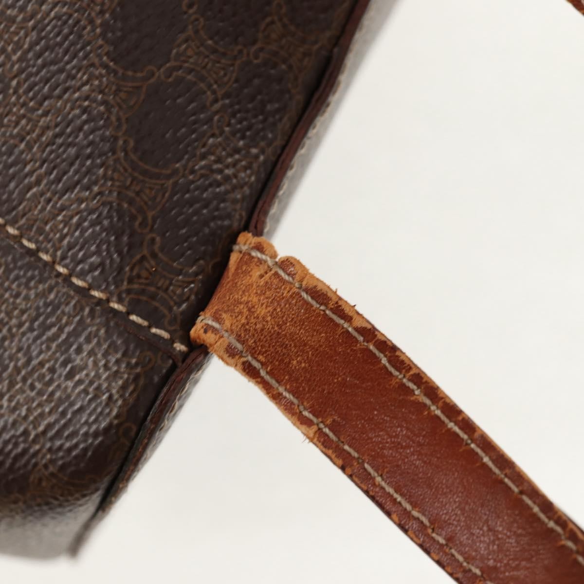 CELINE Macadam Canvas Backpack PVC Leather Brown Gold Auth 156449