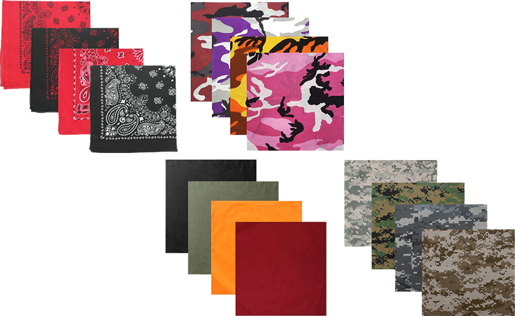 ARMYU Bandanas Head Scarf Cotton Bandanna Face Neck Headwraps 22″ x 22″ 4 Pack