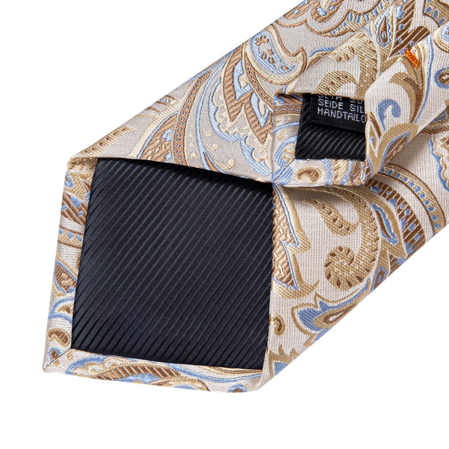 Mens Tie Set Silk Solid Paisley Necktie and Pocket Square Cufflinks Classic Form