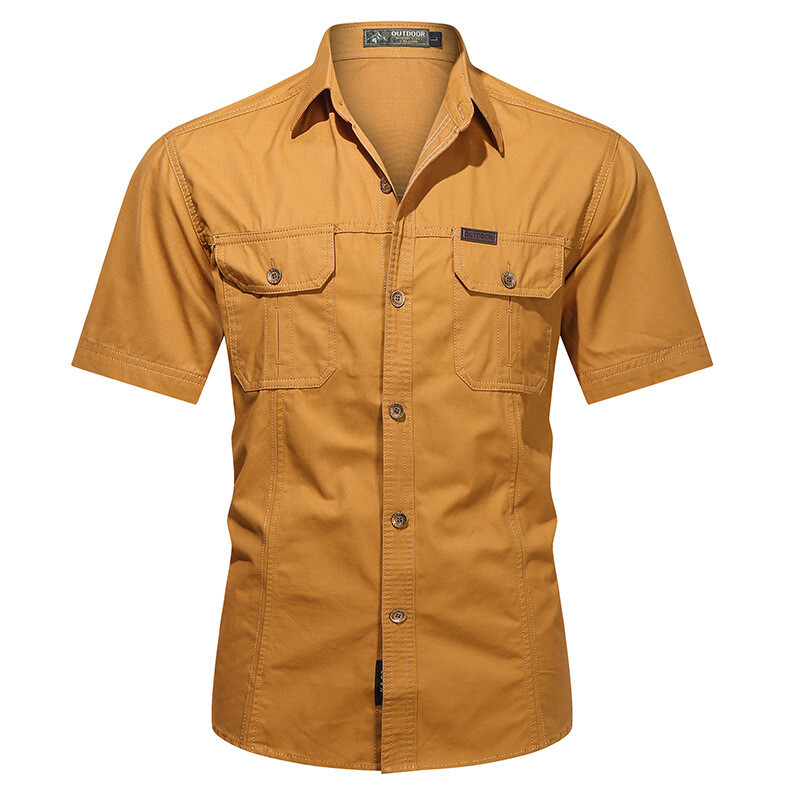 Mens Work Shirts Military Short Sleeves Air Force Army Cotton Casual Shirts Tops