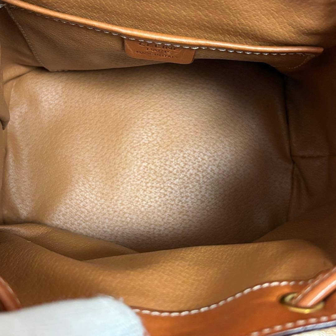 CELINE Macadam Triomphe Mini backpack Blazon Logo Drawstring Brown PVC Leather