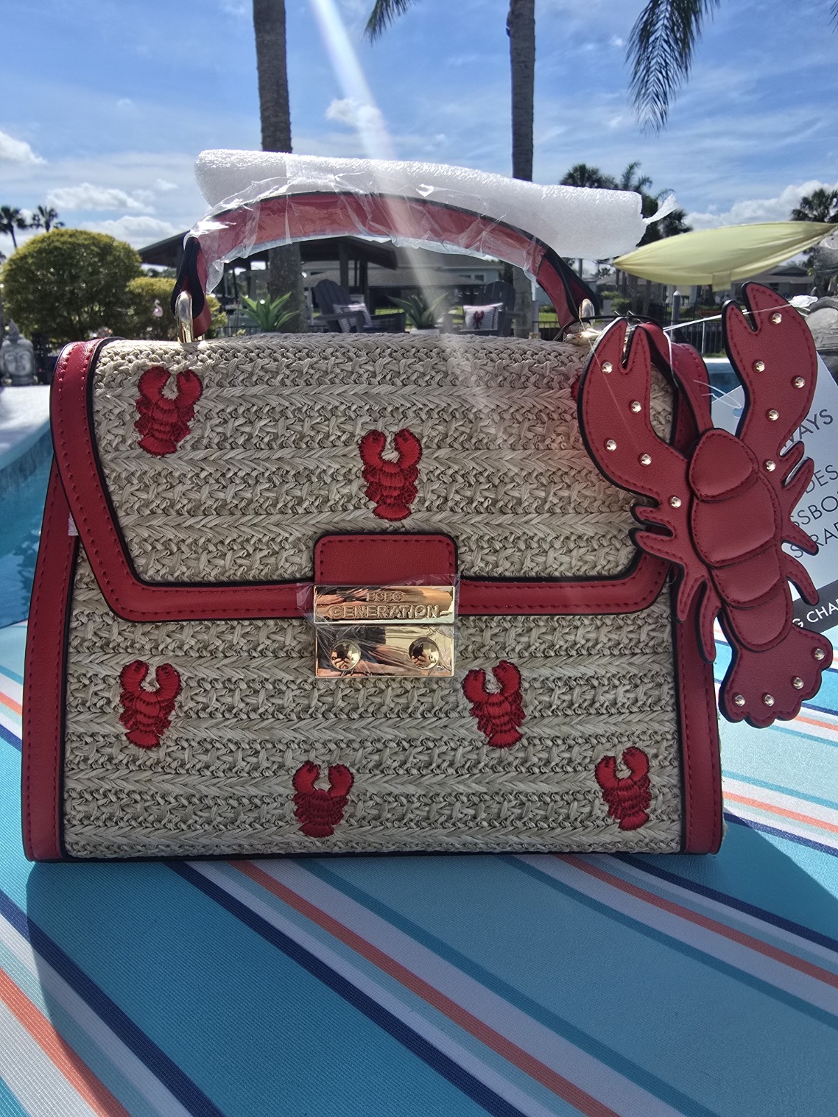 Lobster Crossbody Bag lobster charm detachable strap BCBGENERATION NEW