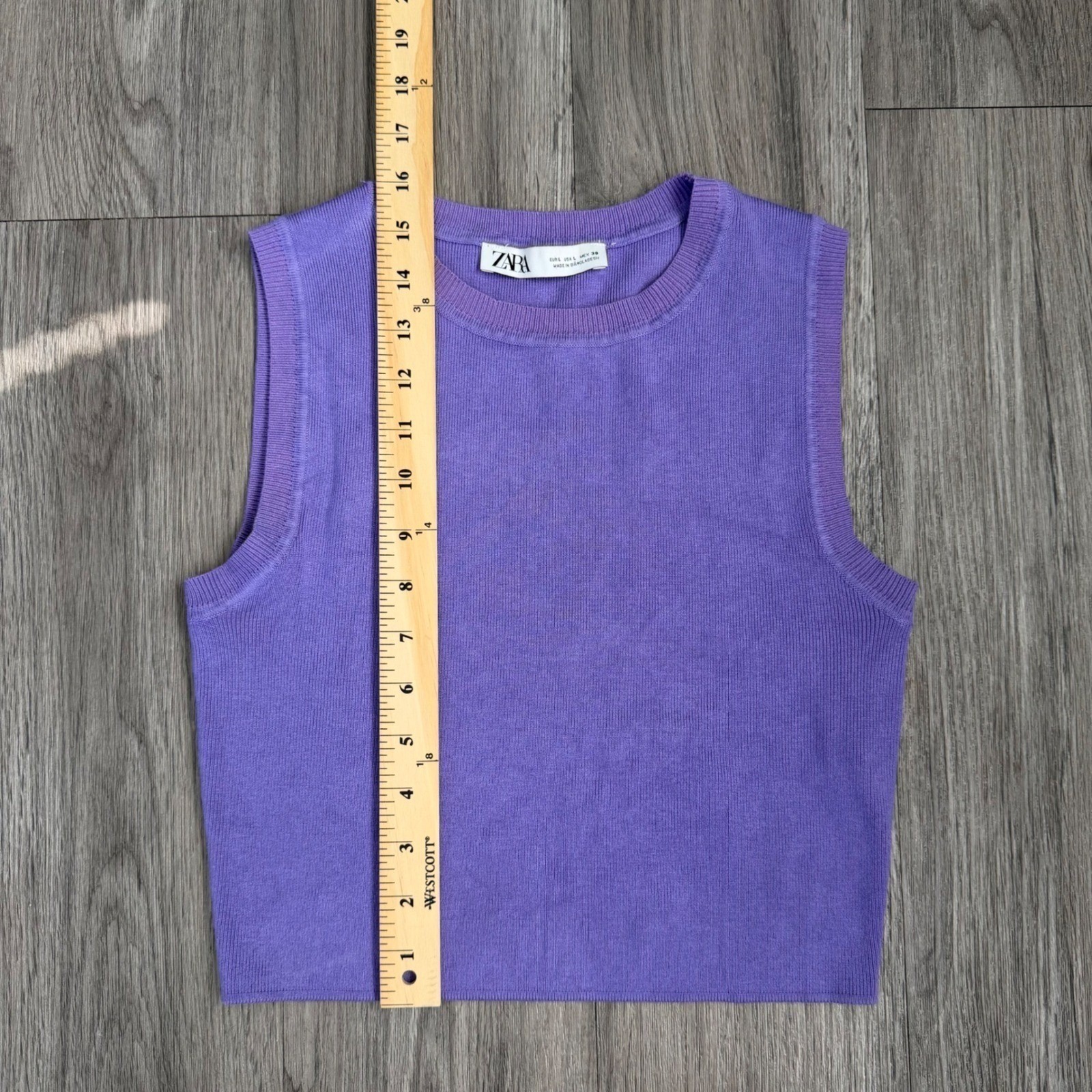 Zara Preppy Colorpop Soft Knit Cropped Tank Size L Lavender Purple