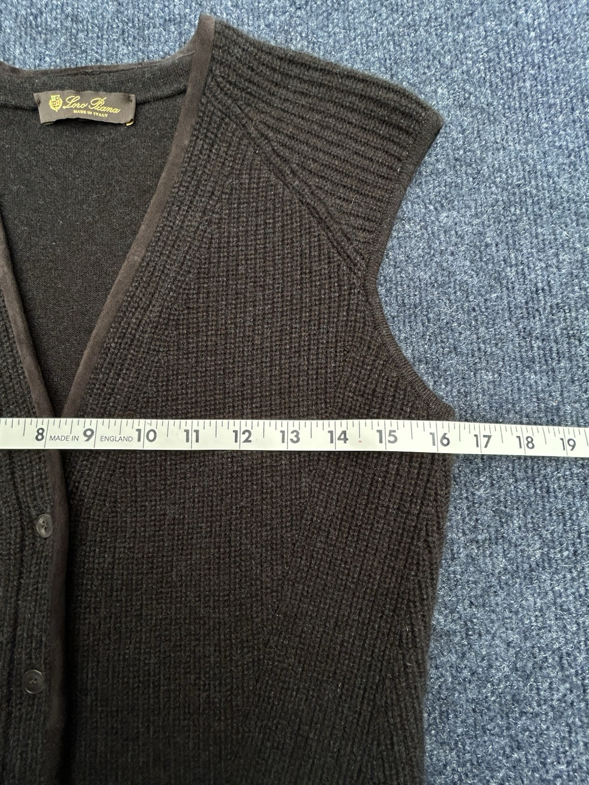 LORO PIANA Italy 100% Cashmere & Suede Goatskin Dark Brown Sweater Vest 40 Small