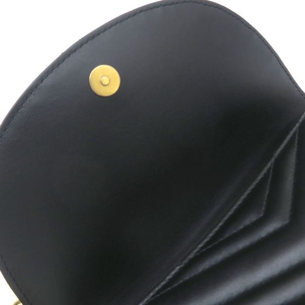 Gucci GG Marmont Half Moon Chain Shoulder Bag Black Leather Quilted 746431