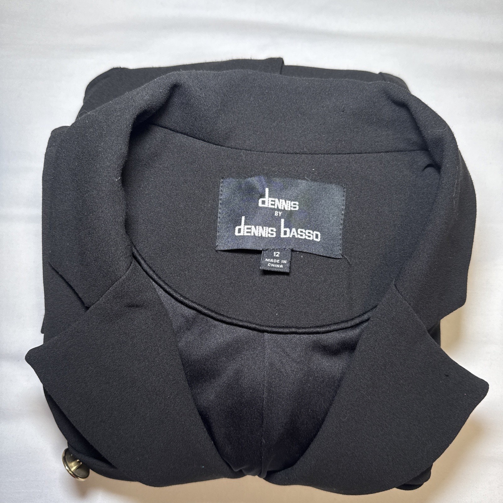 Dennis by Dennis Basso Ponte Knit Lined Blazer Black Mid Length Womens 12 EUC