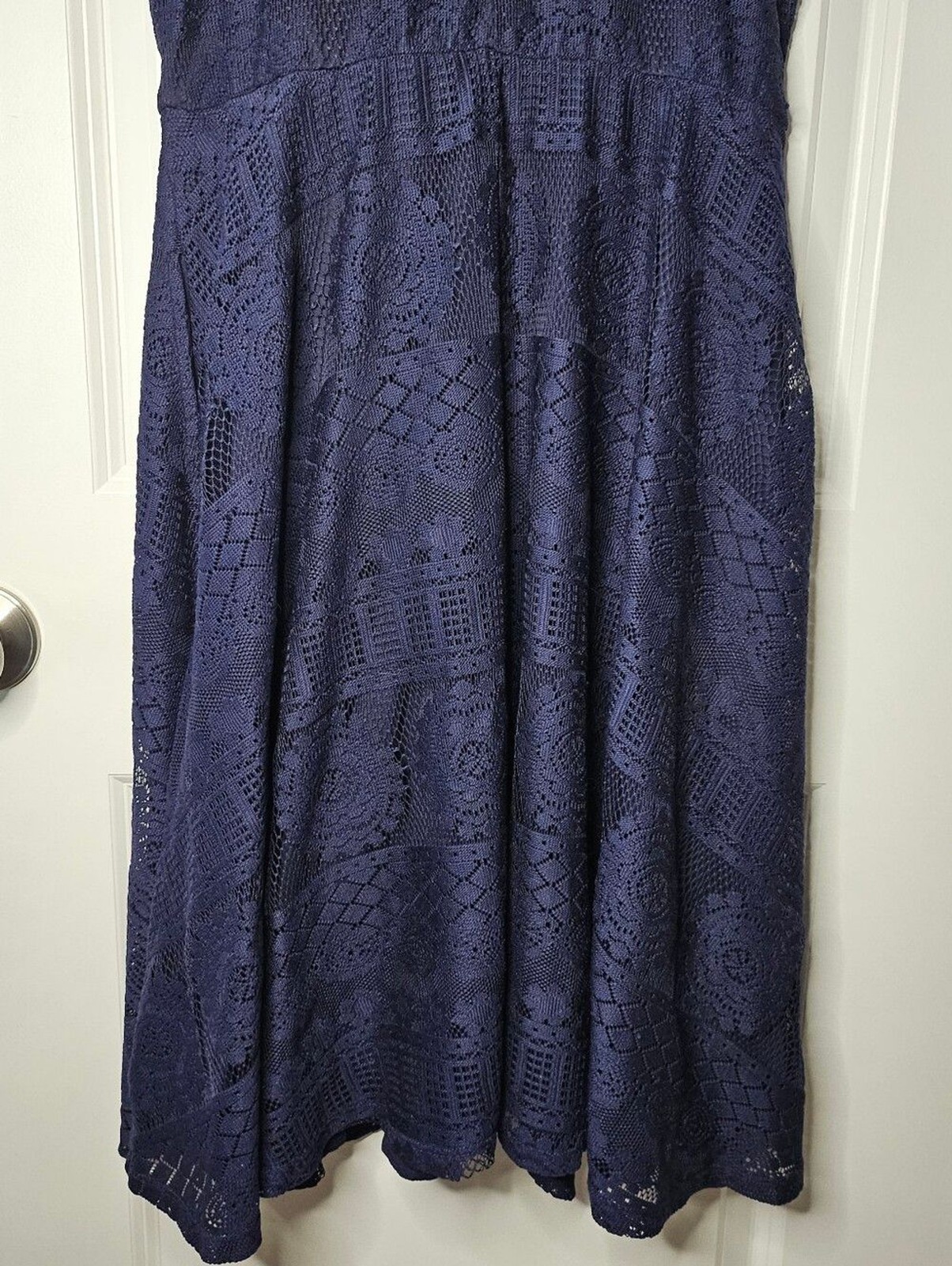 Bailey Blue Lace Fit Flare Midi Dress Navy Blue Halter Sleeveless Women’s Large