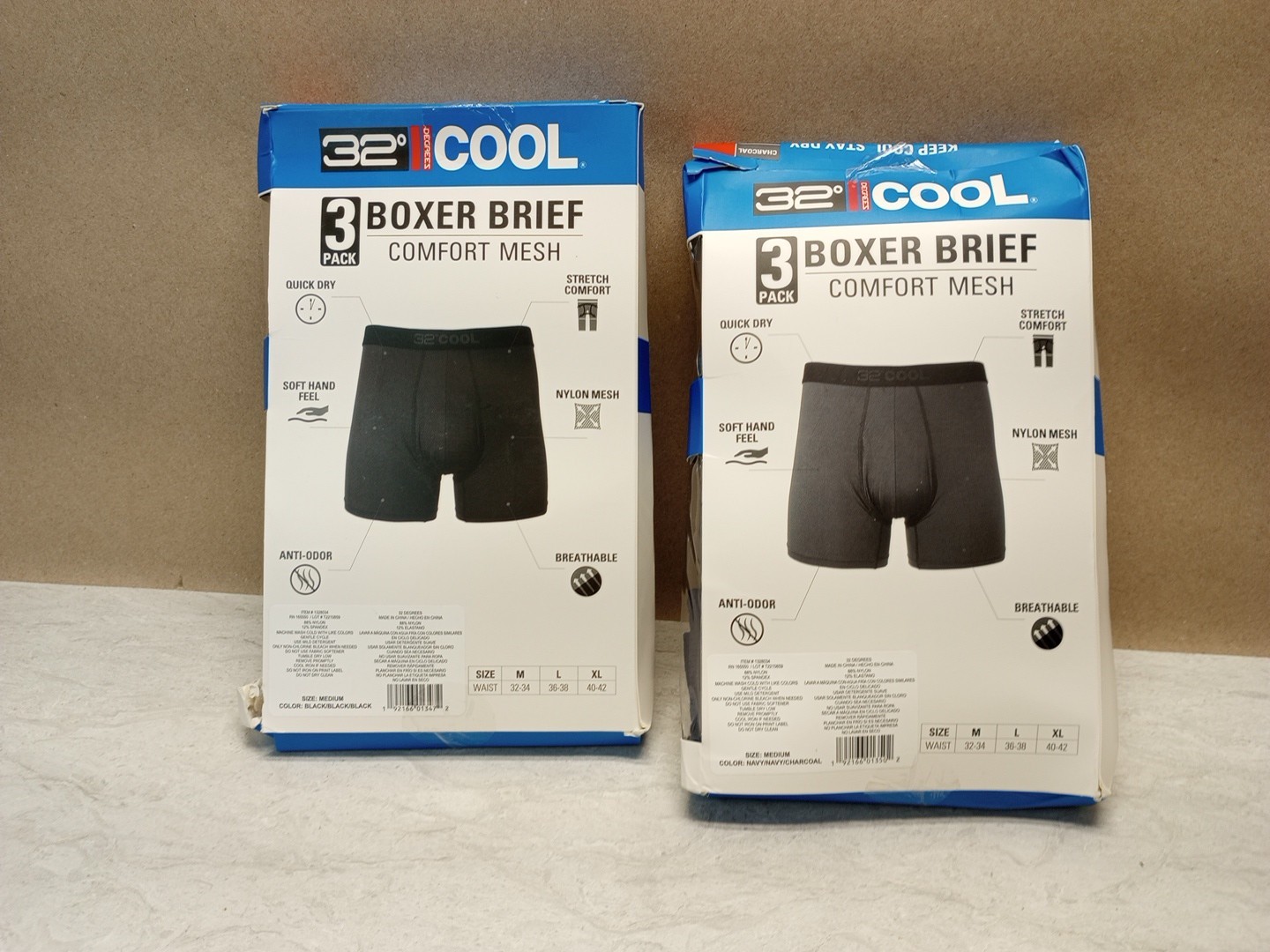 6 Pack – 32 Degrees Cool Men’s Comfort Mesh Boxer Brief Multicolor Sz. M