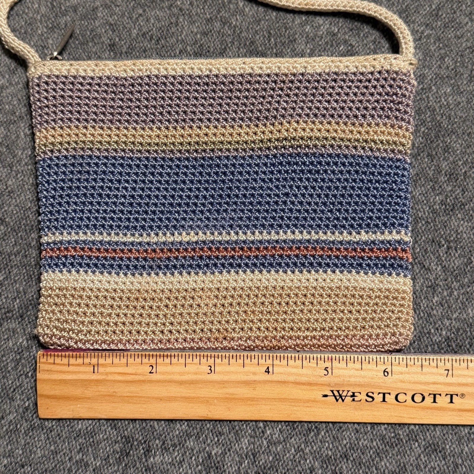 The Sak Crochet Crossbody Bag, Small, Striped Beige Blue Purple Pink Boho 2011
