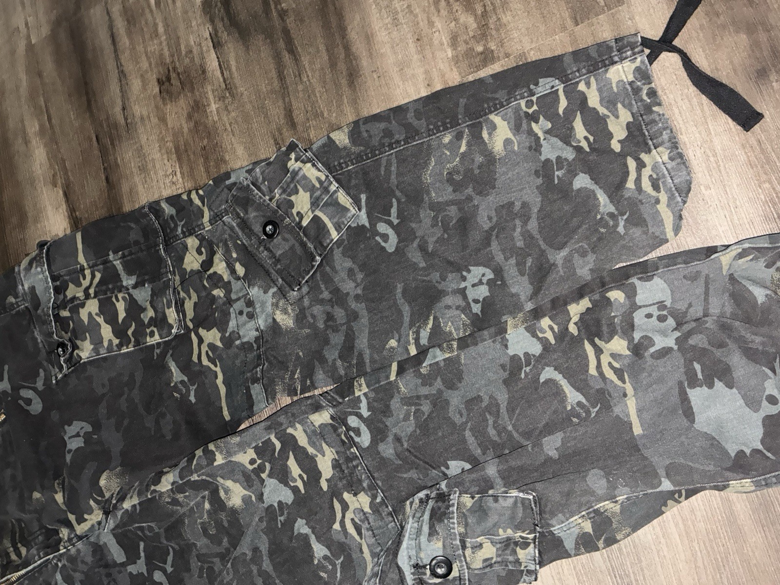 Men’s Camouflage Cargo Pants Size 42 Regular Black Gray Green Cotton Canvas
