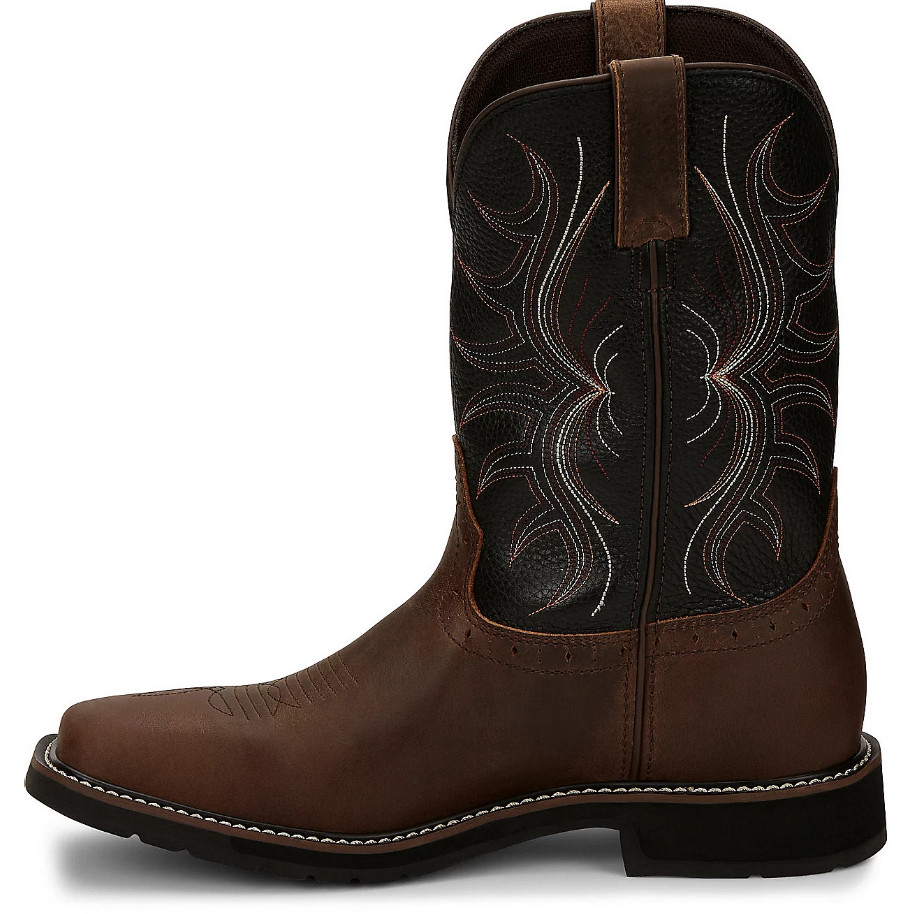 NIB MEN JUSTIN MJ1012 WAXY BROWN WATER BUFFALO SQUARE TOE LEATHER WORK WP BOOT