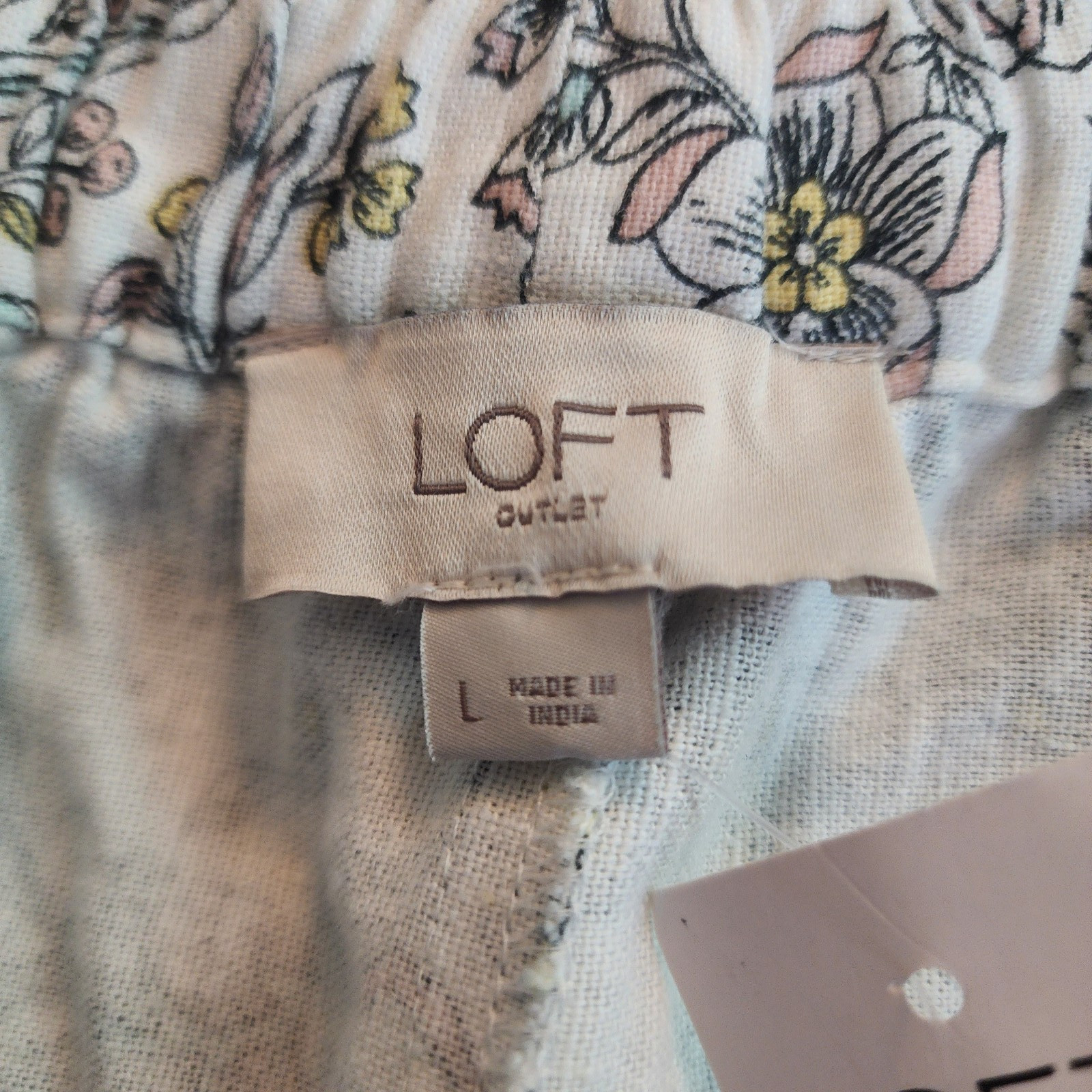Loft Outlet Size Large Linen Blend Skirt Above Knee Floral Print Pastels Pockets
