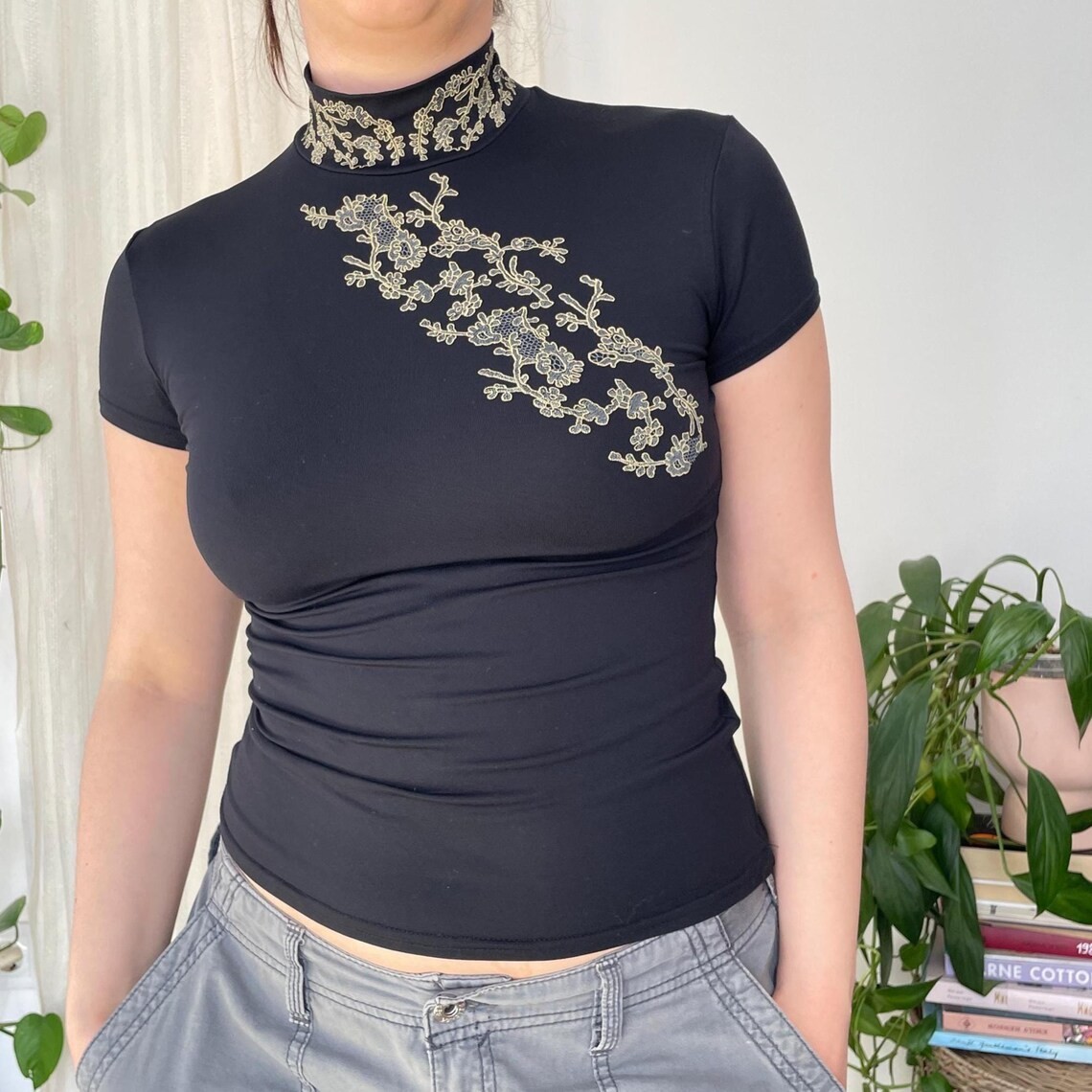 Vintage Morgan de Toi 90s Black Cheongsam Top ASO Sabrina The Teenage Witch Y2K