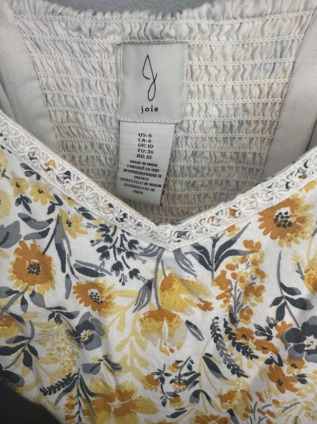 Joie Yellow Floral Maxi Cottagecore Boho Prairie Peasant Cotton Sundress – 6