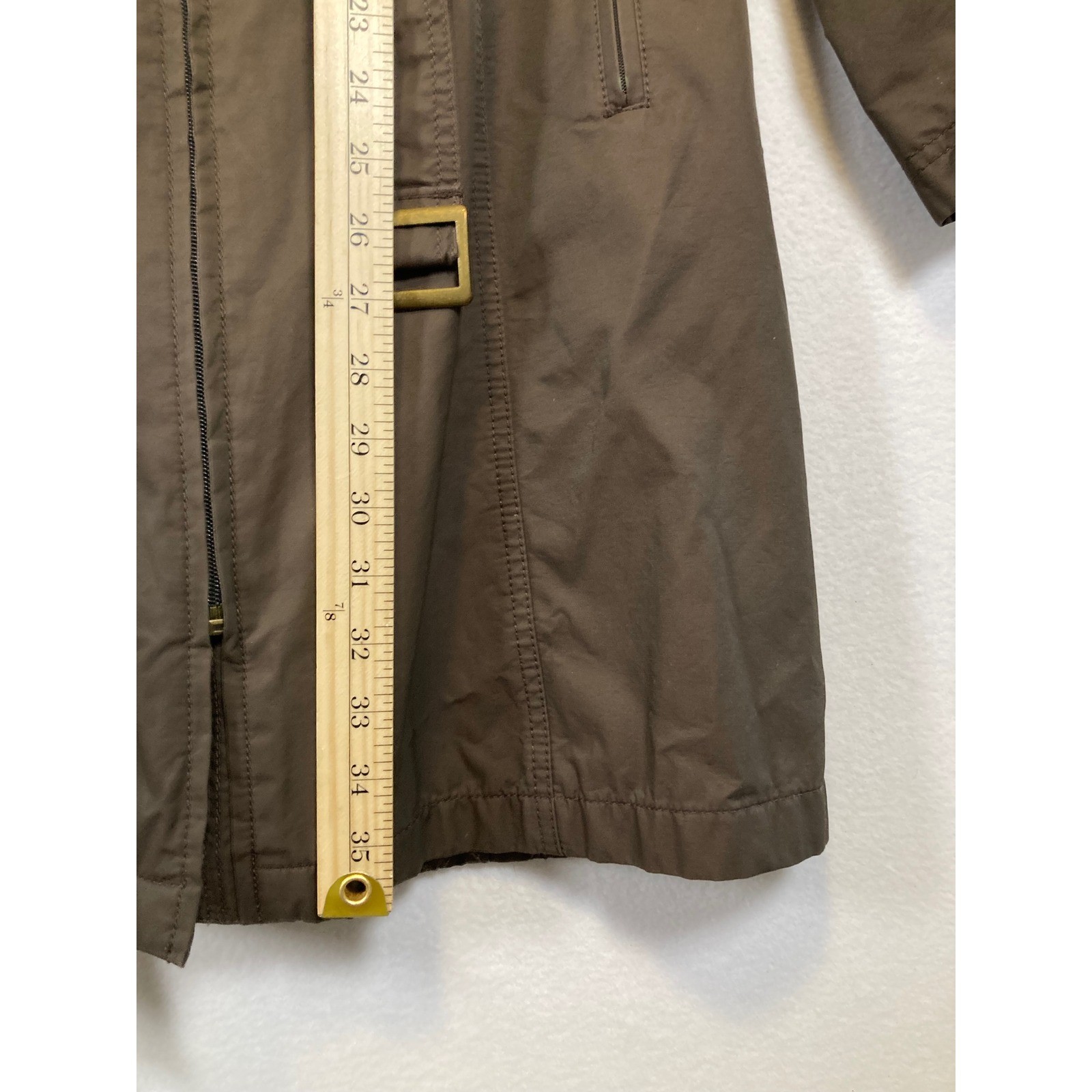 Utility Chic Gallery Women Medium Brown Hooded Belted Quilted Lining Trench Coat