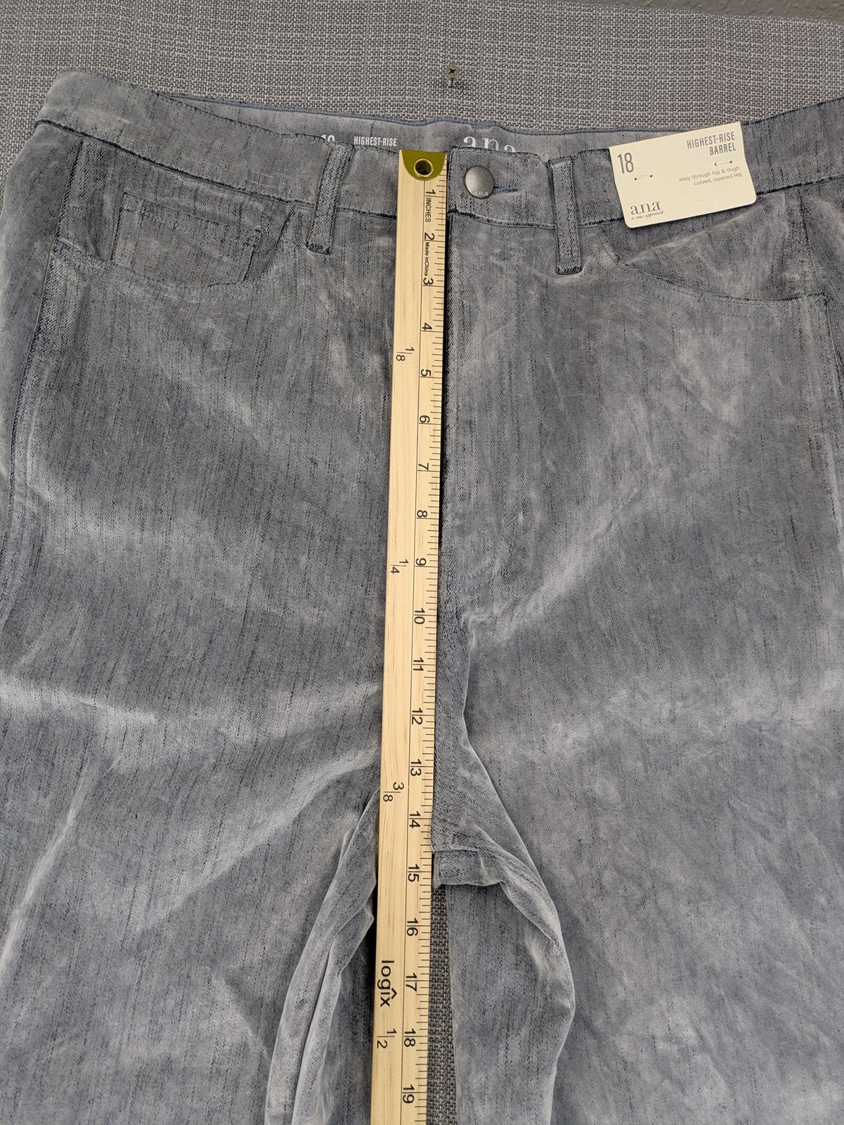 A.n.a Highest-Rise Barrel Jeans Womens 18 Gray High Rise Tapered Crop Stretch