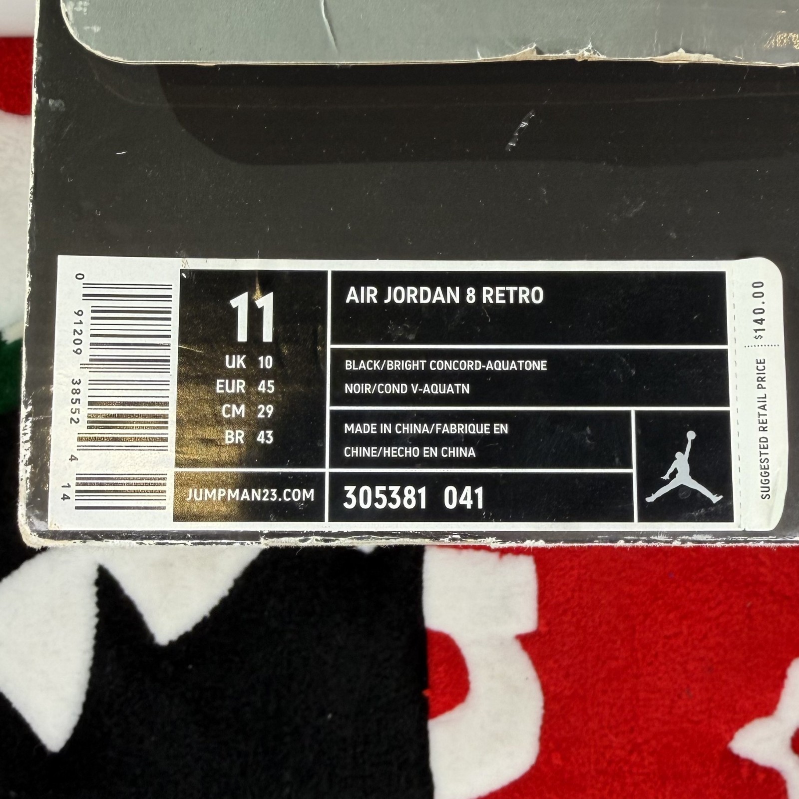 Size 11 – Jordan 8 Retro Aqua (2007) *DAMAGED*