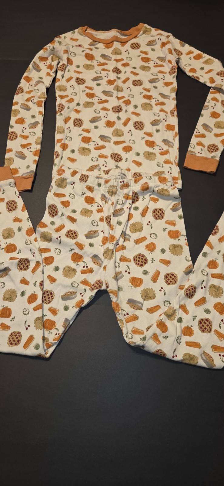 Burt’s Bees Kids Snug Fit Cotton Pajama Set Size 8 Pumpkin Pie Thanksgiving