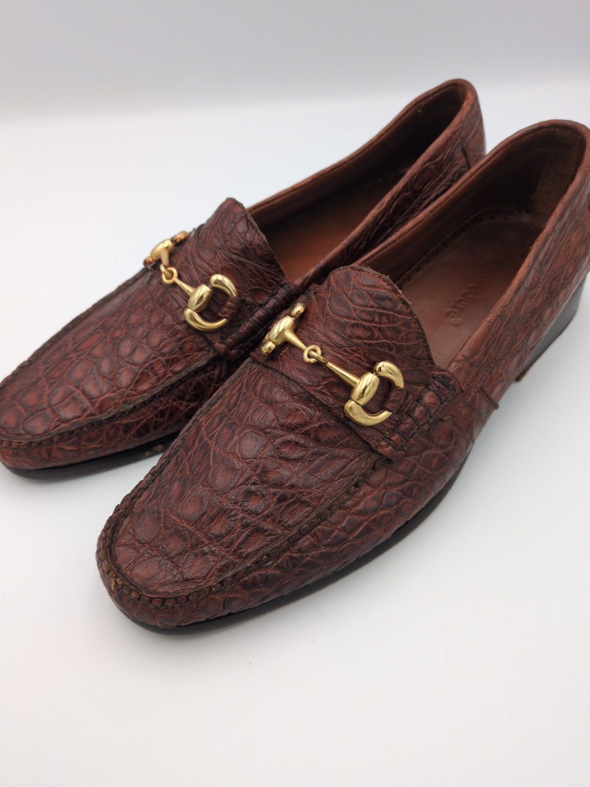 Genuine Crocodile Leather Loafers From Belvedere Studios Size 8.5 Mens. Used.