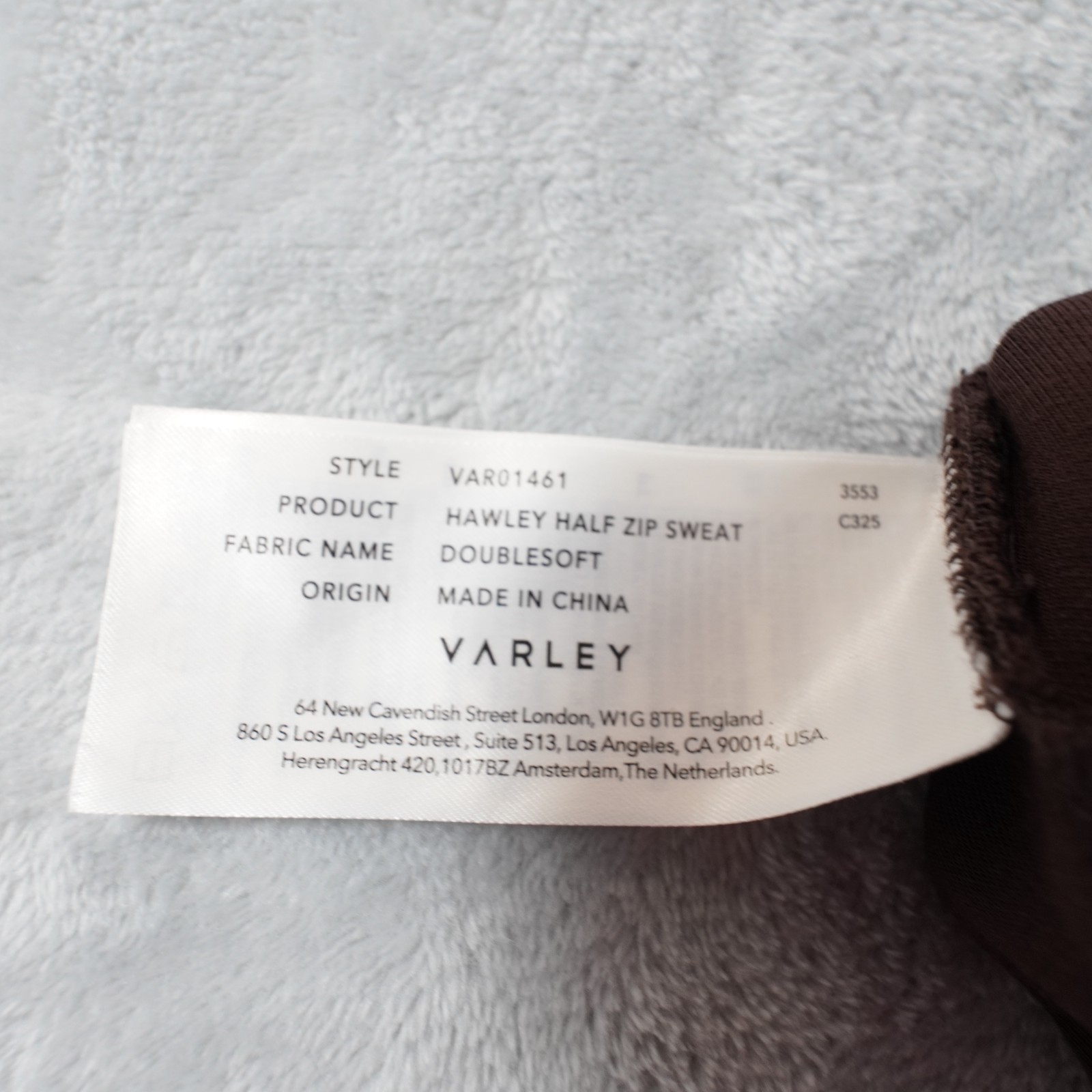 Varley Hawley Half Zip Sweat Womens S Brown Double Soft Shirt Loungewear Travel