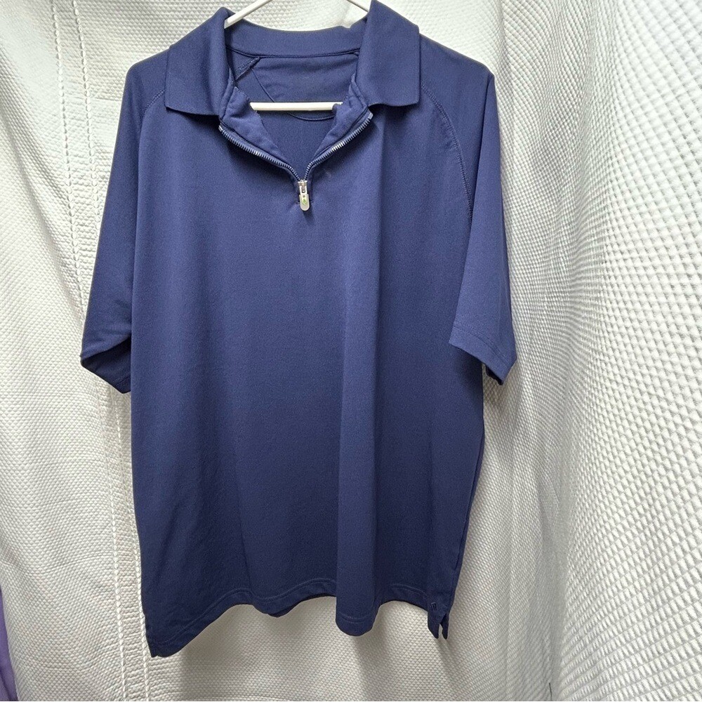 Source Unknown Blue Polo Shirt with Zip Neck size ??