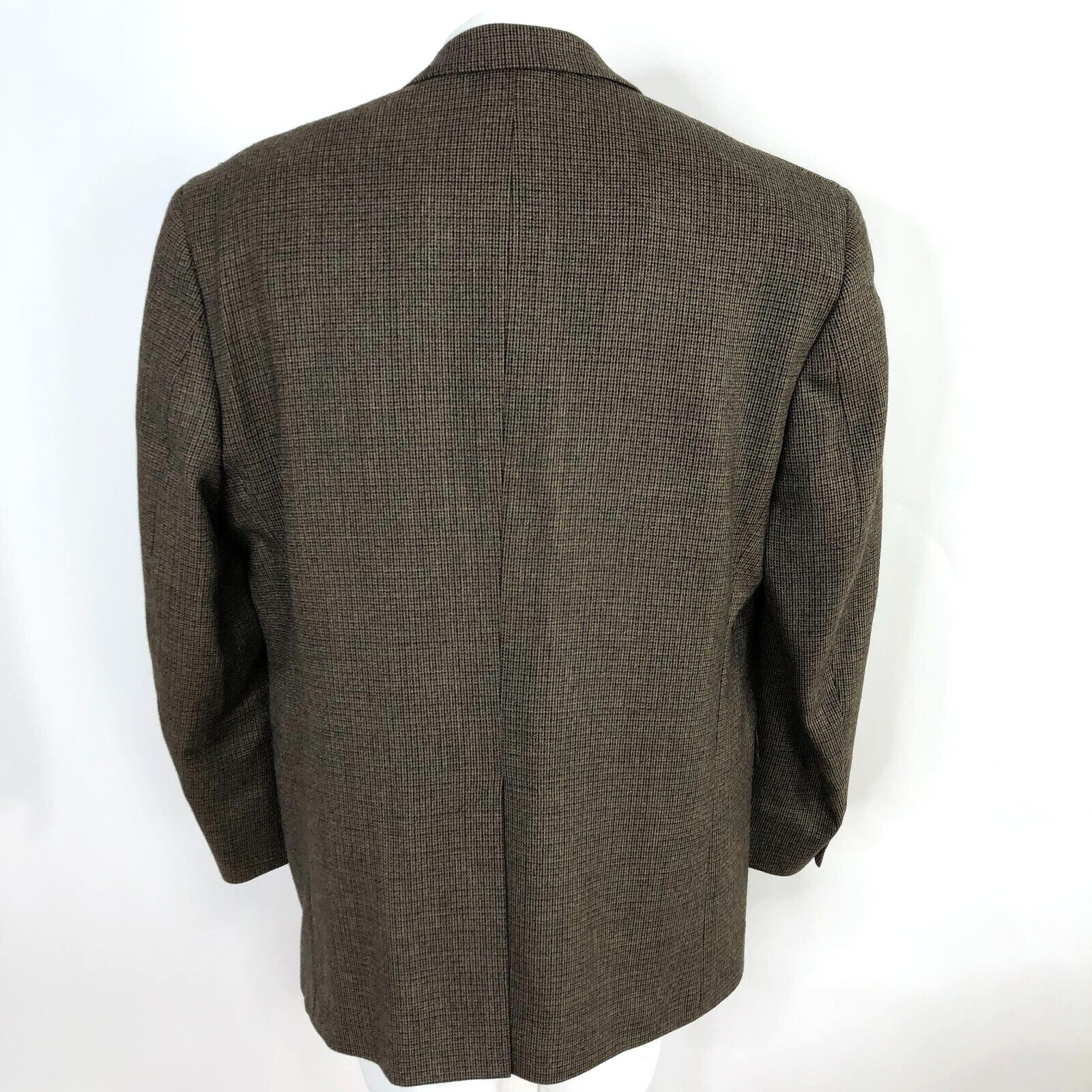 Chaps 44 R Men’s 100% Wool Sport Coat Jacket Check Pattern Brown